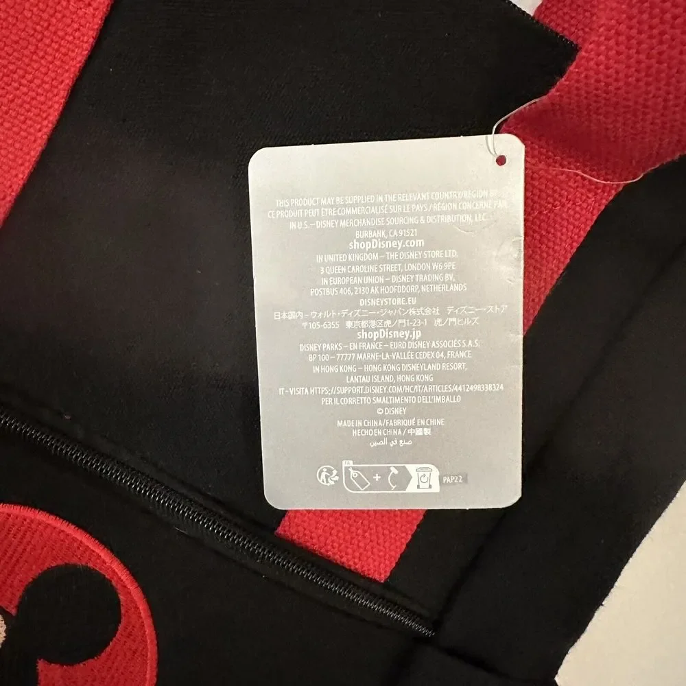 NWT Backpack Mickey Mouse￼￼Disney Parks New Black Canvas‎ Red Straps Very Cute
